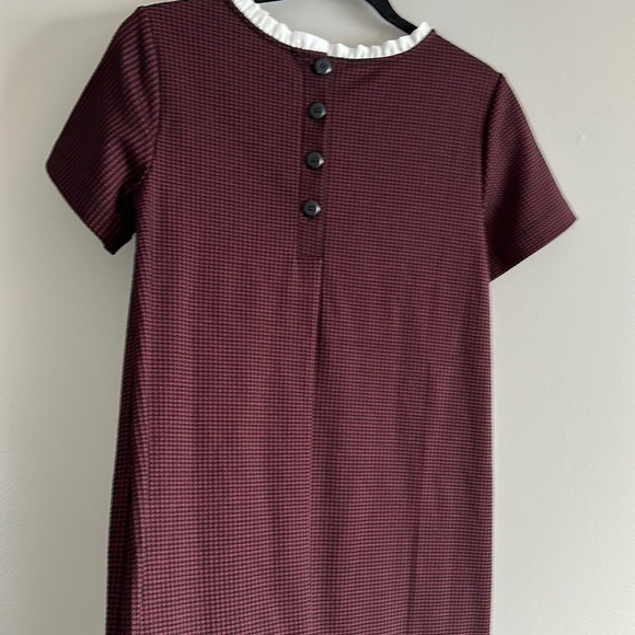 Loft maroon checkered ruffle neck dress - Picture 9 of 9